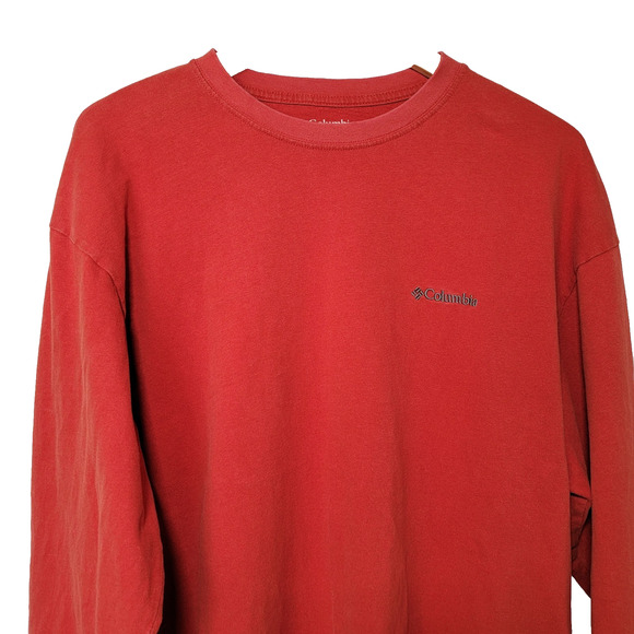 Columbia Henley Fall Orange Sz L Tall Midweight Casual Workstyle 100% Cotton - Picture 2 of 9